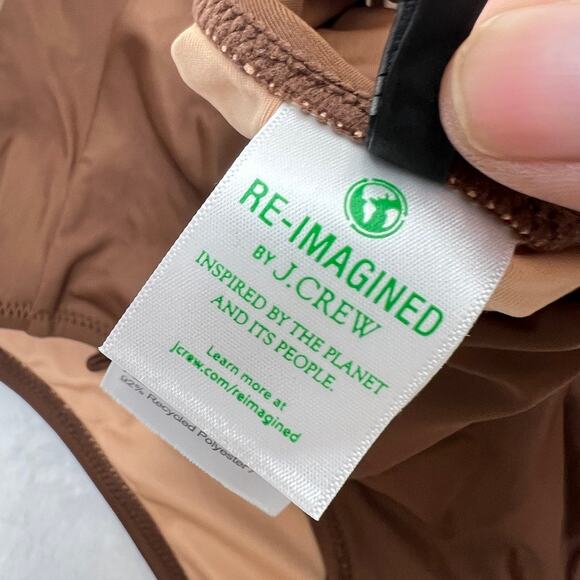 J.Crew O-Ring V-Neck One-Piece Swimsuit Women's 10 Brown Cheeky - Picture 6 of 9